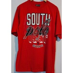 Southpole Shirt Mens XL Red Graphic Tee 1991 Plaid Embroidery Urban Streetwear